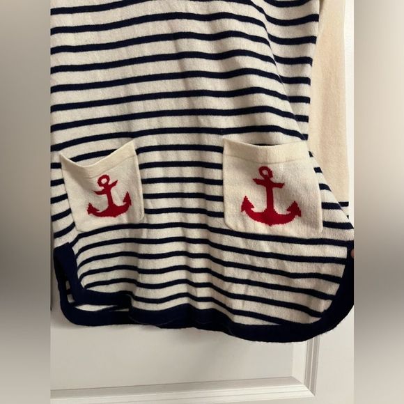 Tuckernuck Two Bees 100% Cashmere Striped Anchor Tunic Ivory/Navy/Red Size M - Picture 5 of 12